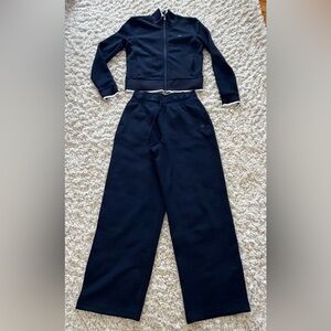 Selling as set! Lululemon athletica Navy Wide Leg Pants and Top. Like new!!!